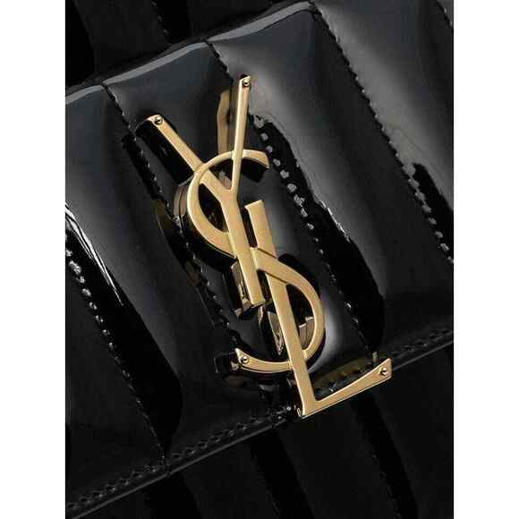 Saint Laurent YSL Vicky Monogram Black Patent Leather Gold Crossbody Camera Bag - Picture 5 of 12